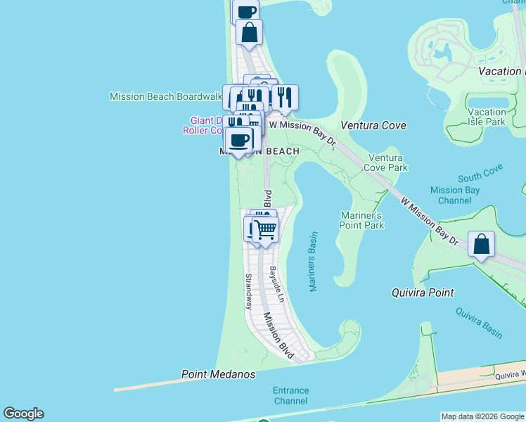 map of restaurants, bars, coffee shops, grocery stores, and more near 817 San Fernando Place in San Diego