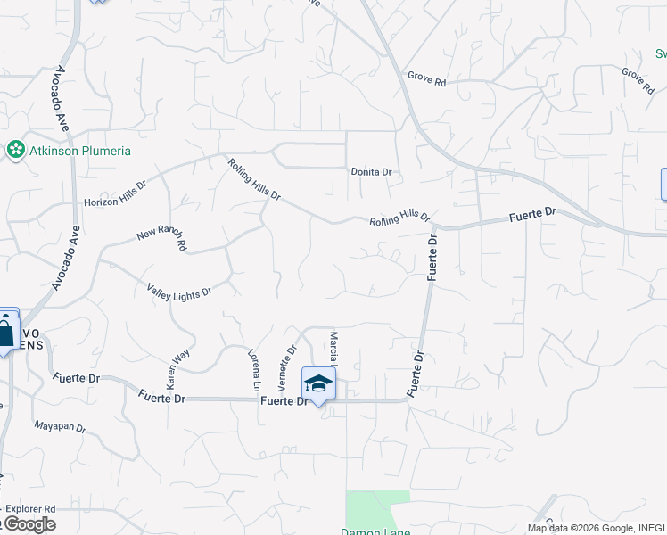 map of restaurants, bars, coffee shops, grocery stores, and more near 11651 Shadowglen Road in El Cajon