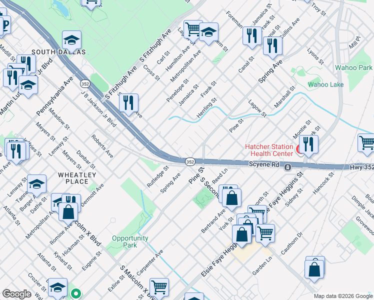 map of restaurants, bars, coffee shops, grocery stores, and more near 2710 South 2nd Avenue in Dallas