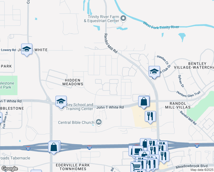 map of restaurants, bars, coffee shops, grocery stores, and more near 770 Bella Circle in Fort Worth
