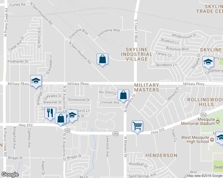 map of restaurants, bars, coffee shops, grocery stores, and more near 3602 Rio Blanco Drive in Dallas