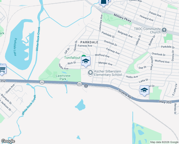 map of restaurants, bars, coffee shops, grocery stores, and more near 5940 Hollis Avenue in Dallas