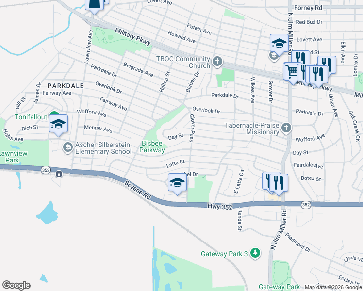 map of restaurants, bars, coffee shops, grocery stores, and more near 6429 Hollis Avenue in Dallas