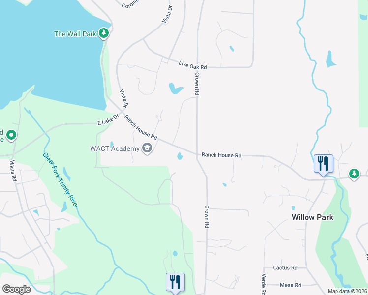map of restaurants, bars, coffee shops, grocery stores, and more near 3520 Ranch House Road in Willow Park