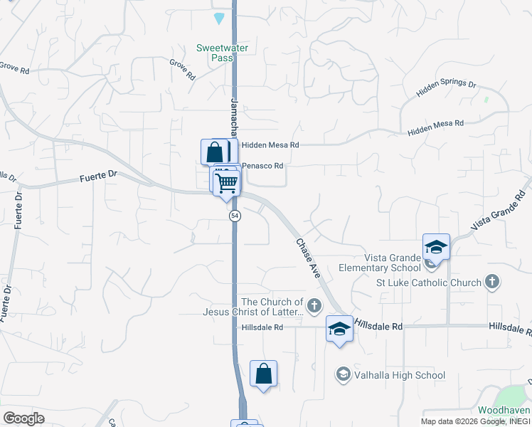 map of restaurants, bars, coffee shops, grocery stores, and more near 1524 Fair Glen Road in El Cajon