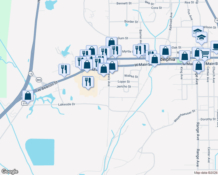 map of restaurants, bars, coffee shops, grocery stores, and more near 406 South Lewis Avenue in Philadelphia