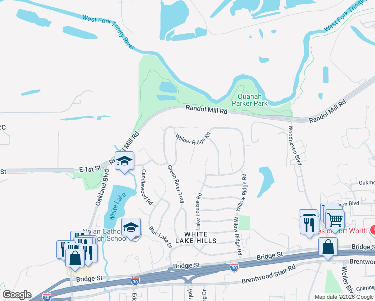 map of restaurants, bars, coffee shops, grocery stores, and more near 409 Lake Charles Avenue in Fort Worth