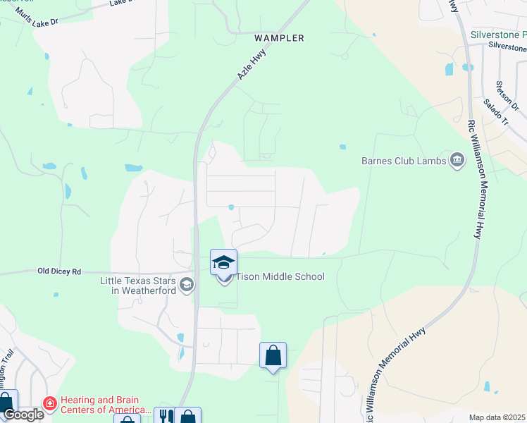 map of restaurants, bars, coffee shops, grocery stores, and more near 2222 Old Foundry Road in Weatherford
