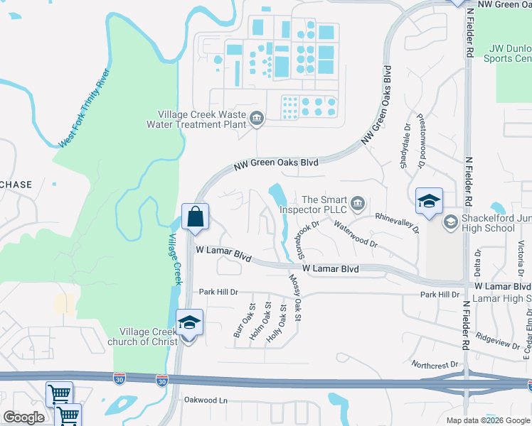 map of restaurants, bars, coffee shops, grocery stores, and more near 2015 Lakehill Court in Arlington