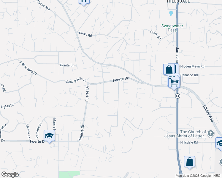 map of restaurants, bars, coffee shops, grocery stores, and more near 12235 Fuerte Drive in El Cajon