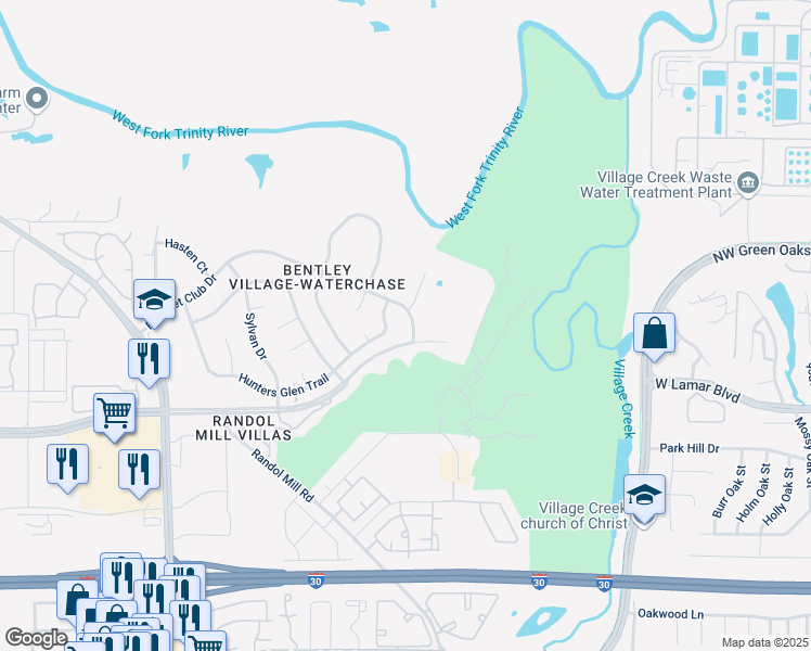 map of restaurants, bars, coffee shops, grocery stores, and more near 9004 Racquet Club Drive in Fort Worth