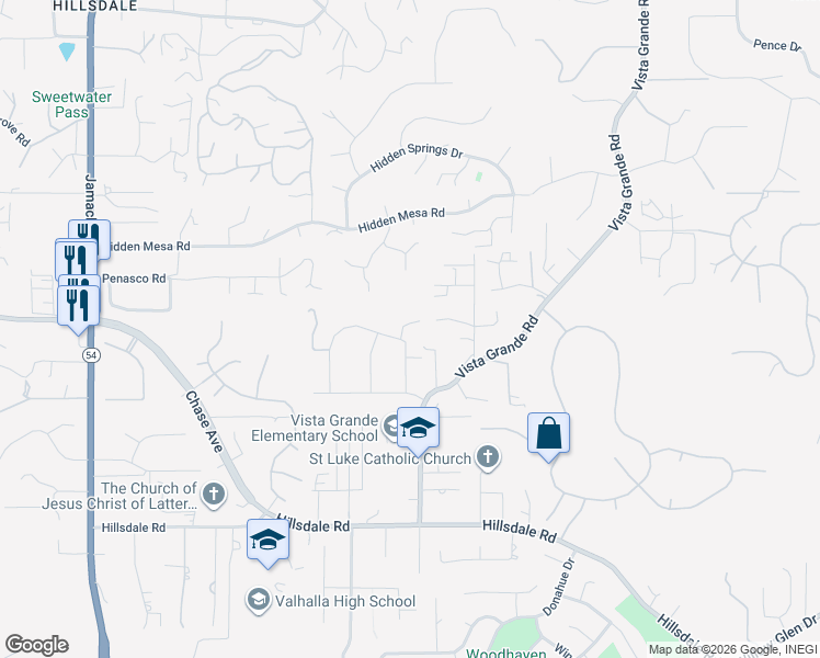 map of restaurants, bars, coffee shops, grocery stores, and more near 1908 Treseder Circle in El Cajon