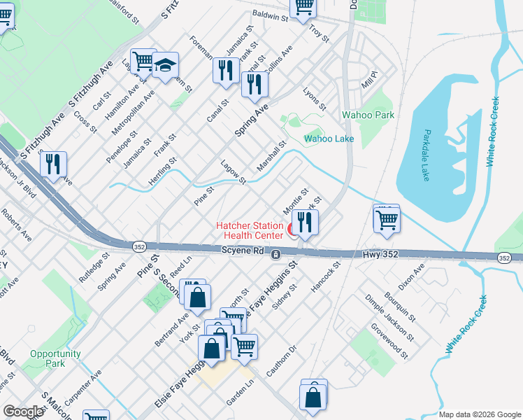 map of restaurants, bars, coffee shops, grocery stores, and more near 4111 Carpenter Avenue in Dallas