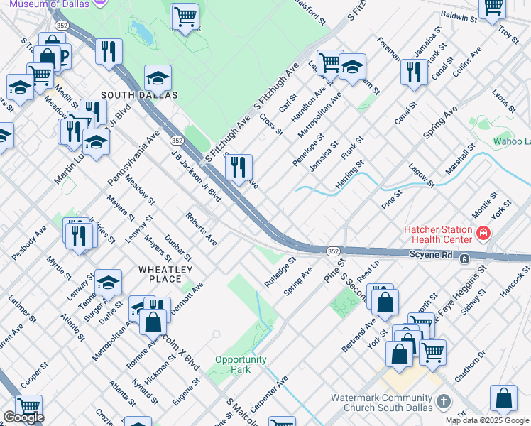 map of restaurants, bars, coffee shops, grocery stores, and more near 2403 South 2nd Avenue in Dallas
