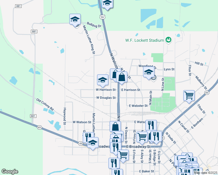 map of restaurants, bars, coffee shops, grocery stores, and more near 801-899 North Tuttle Street in Jefferson