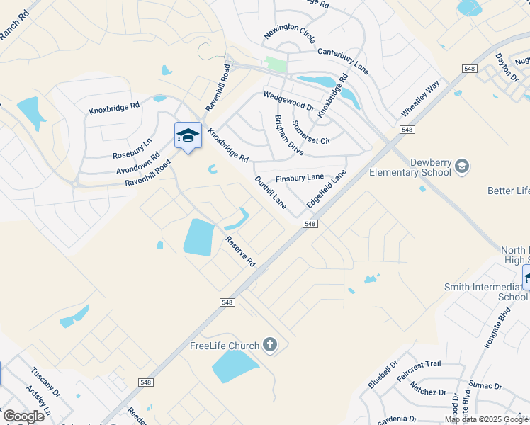 map of restaurants, bars, coffee shops, grocery stores, and more near 1037 Dunhill Lane in Forney