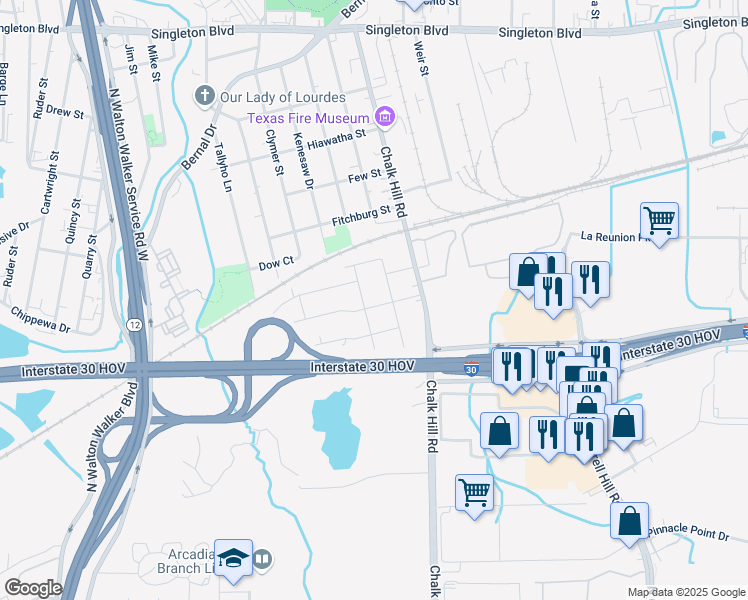map of restaurants, bars, coffee shops, grocery stores, and more near 2111 Ingersoll Street in Dallas