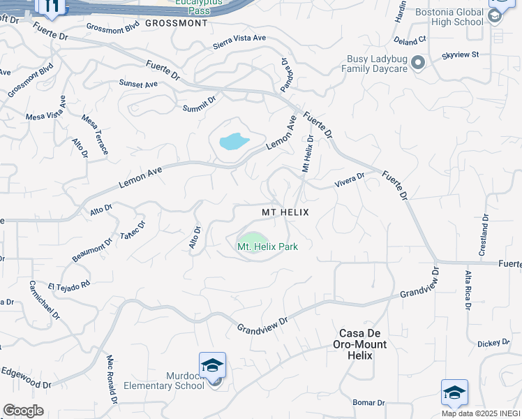 map of restaurants, bars, coffee shops, grocery stores, and more near 9945 Alto Drive in La Mesa