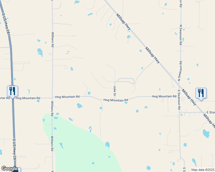 map of restaurants, bars, coffee shops, grocery stores, and more near 253 Summit Drive in Mineral Wells