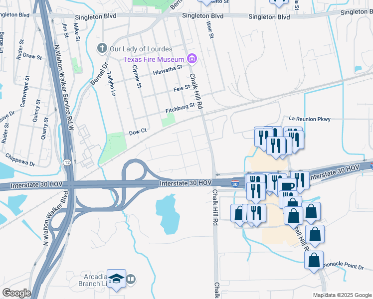 map of restaurants, bars, coffee shops, grocery stores, and more near 2111 Ingersoll Street in Dallas