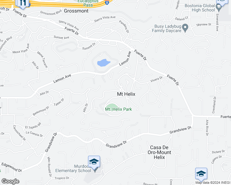 map of restaurants, bars, coffee shops, grocery stores, and more near 9945 Alto Drive in La Mesa