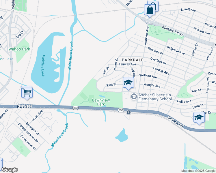 map of restaurants, bars, coffee shops, grocery stores, and more near 5724 Rich Street in Dallas
