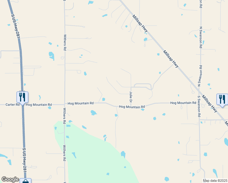 map of restaurants, bars, coffee shops, grocery stores, and more near 133 Lori Drive in Mineral Wells