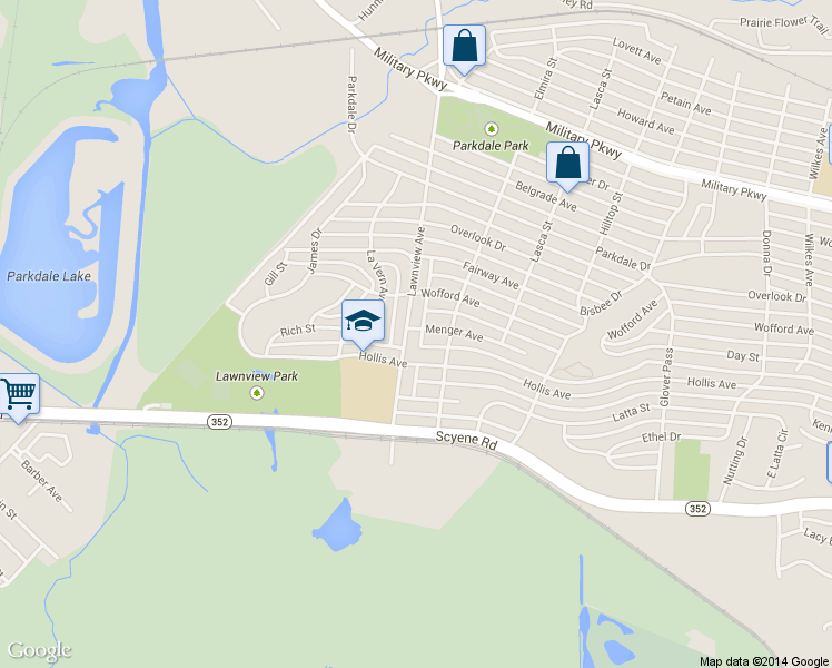 map of restaurants, bars, coffee shops, grocery stores, and more near 3226 Lawnview Avenue in Dallas