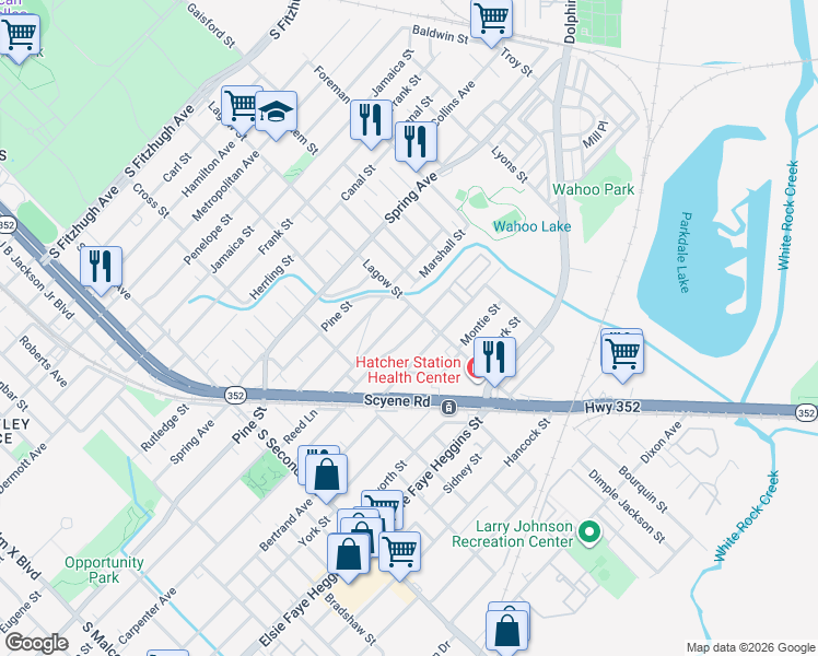 map of restaurants, bars, coffee shops, grocery stores, and more near 4111 Carpenter Avenue in Dallas