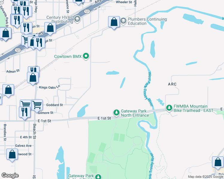 map of restaurants, bars, coffee shops, grocery stores, and more near 436 Haltom Road in Fort Worth