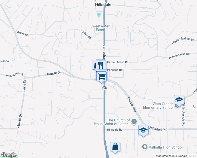 map of restaurants, bars, coffee shops, grocery stores, and more near 1998 East Chase Avenue in El Cajon
