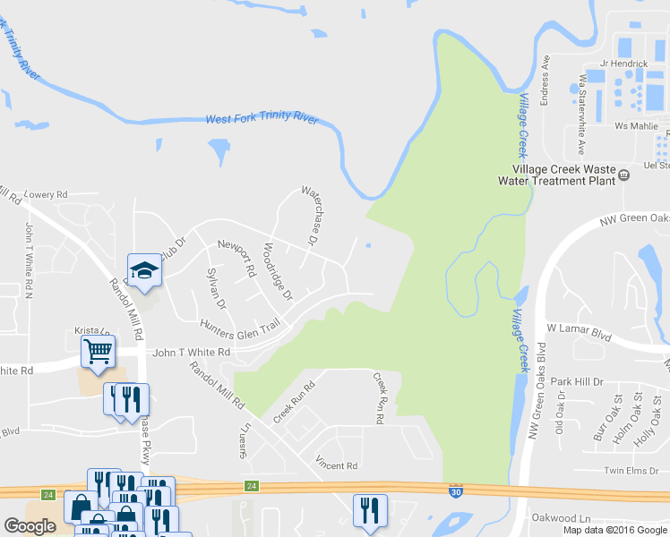 map of restaurants, bars, coffee shops, grocery stores, and more near 9004 Racquet Club Drive in Fort Worth