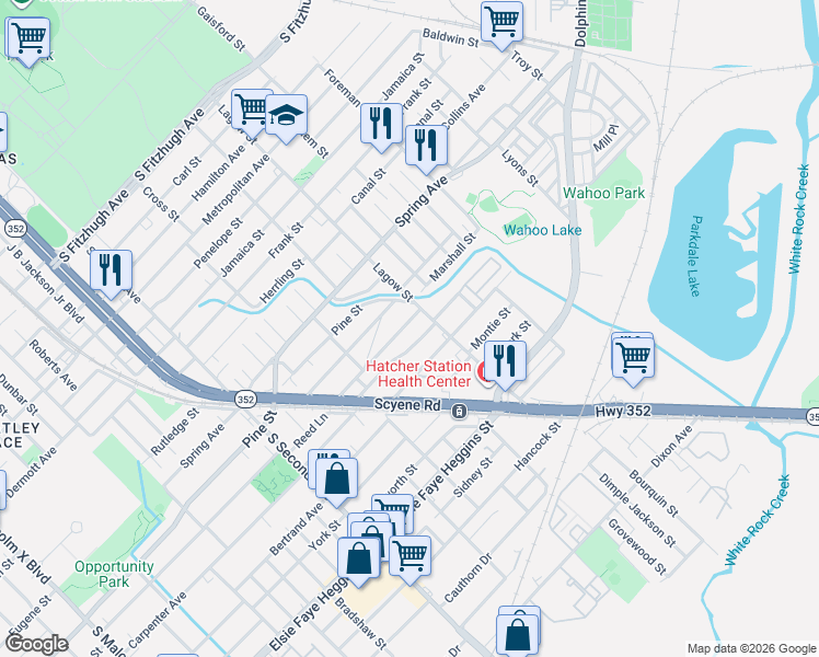 map of restaurants, bars, coffee shops, grocery stores, and more near 4111 Carpenter Avenue in Dallas