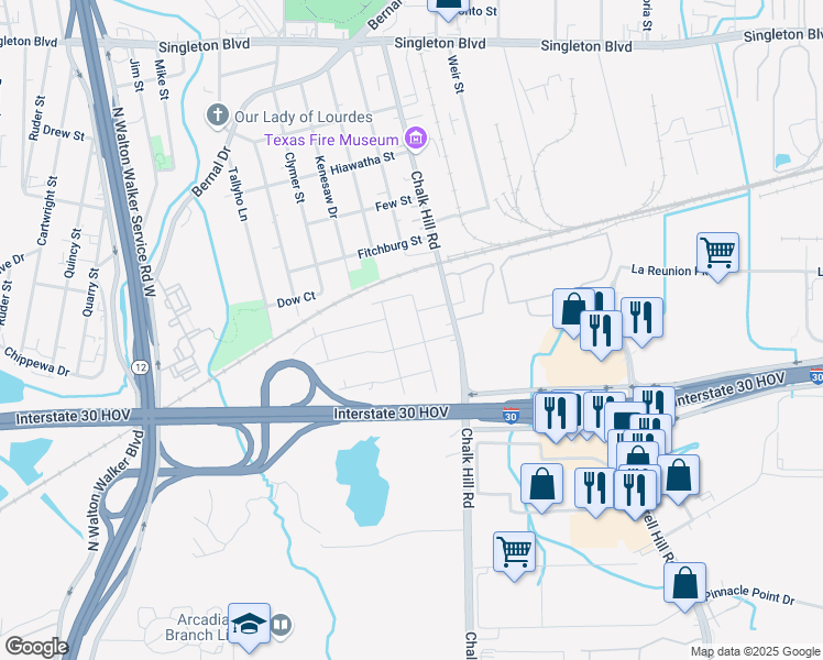 map of restaurants, bars, coffee shops, grocery stores, and more near 2111 Ingersoll Street in Dallas
