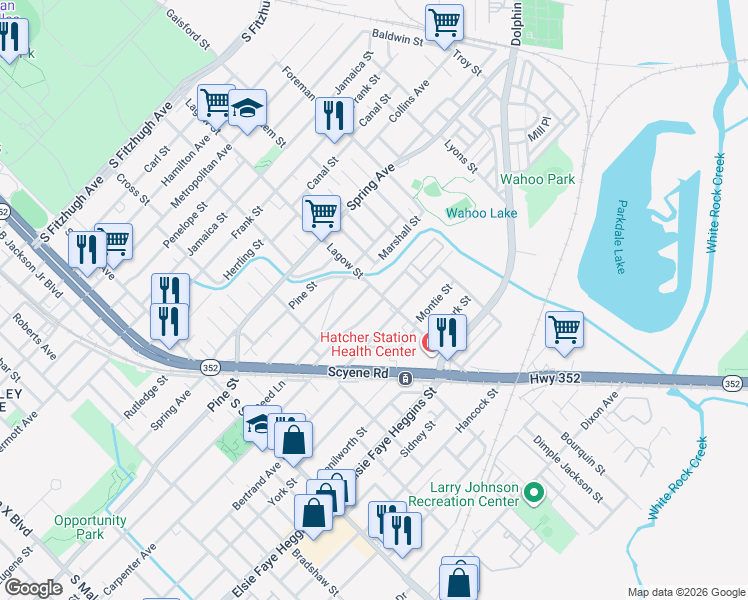 map of restaurants, bars, coffee shops, grocery stores, and more near 4111 Carpenter Avenue in Dallas
