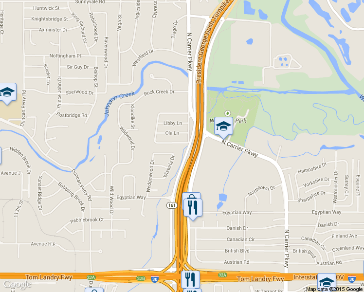 map of restaurants, bars, coffee shops, grocery stores, and more near 1905 South Arbor Rose Drive in Grand Prairie