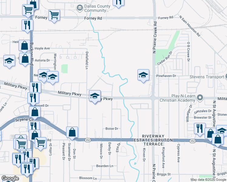 map of restaurants, bars, coffee shops, grocery stores, and more near 5 Darby Drive in Dallas