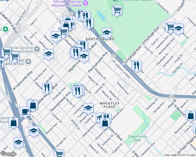 map of restaurants, bars, coffee shops, grocery stores, and more near 3022 Warren Avenue in Dallas