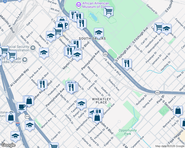 map of restaurants, bars, coffee shops, grocery stores, and more near 3022 Warren Avenue in Dallas