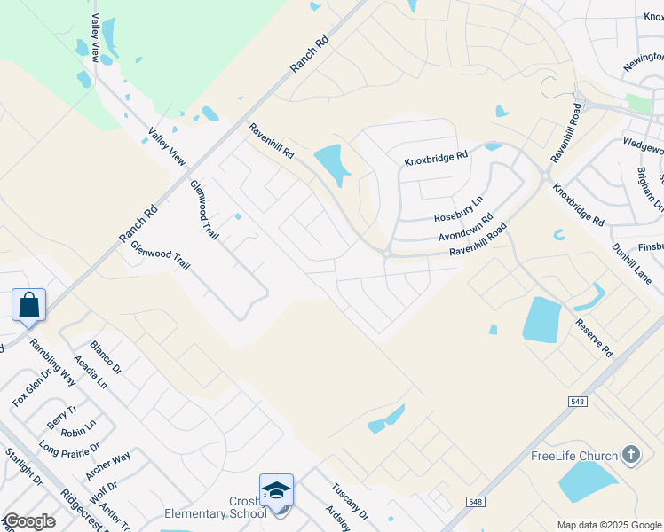map of restaurants, bars, coffee shops, grocery stores, and more near 2245 Heaton Street in Forney