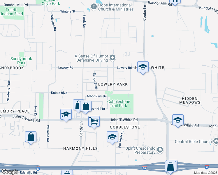map of restaurants, bars, coffee shops, grocery stores, and more near 7528 Cross Ridge Circle in Fort Worth