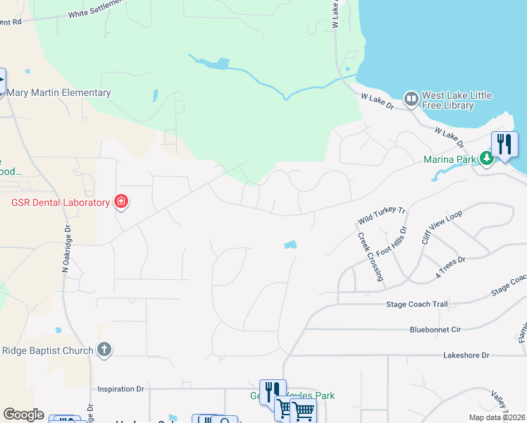 map of restaurants, bars, coffee shops, grocery stores, and more near 3305 Lakeway Drive in Weatherford