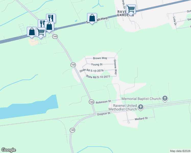 map of restaurants, bars, coffee shops, grocery stores, and more near 6143 State Road S-10-2076 in Ravenel