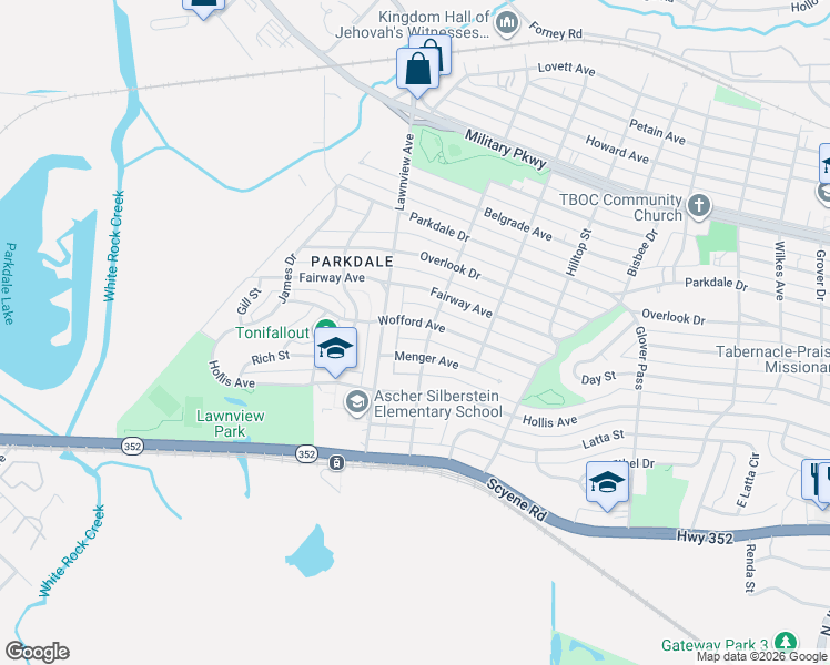 map of restaurants, bars, coffee shops, grocery stores, and more near 6035 Wofford Avenue in Dallas