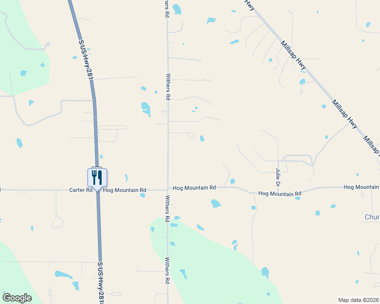 map of restaurants, bars, coffee shops, grocery stores, and more near 1027 Withers Road in Mineral Wells