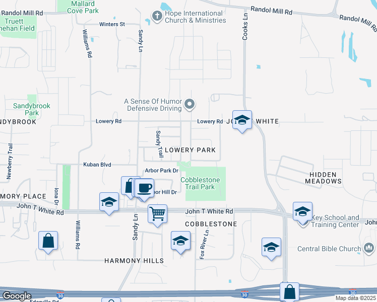 map of restaurants, bars, coffee shops, grocery stores, and more near 720 Kelley Court in Fort Worth