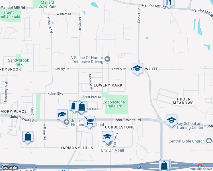 map of restaurants, bars, coffee shops, grocery stores, and more near 720 Kelley Court in Fort Worth