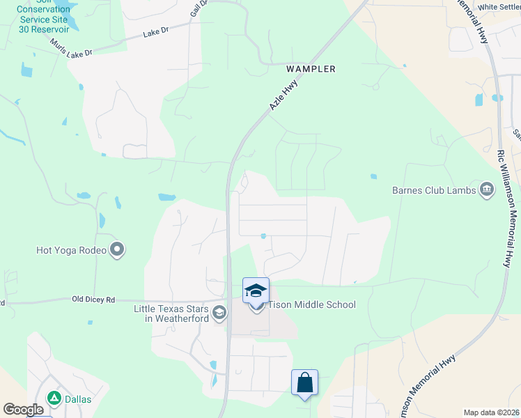 map of restaurants, bars, coffee shops, grocery stores, and more near 2125 Louis Tr in Weatherford