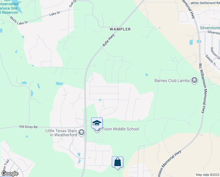 map of restaurants, bars, coffee shops, grocery stores, and more near 2210 Louis Tr in Weatherford