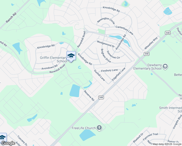 map of restaurants, bars, coffee shops, grocery stores, and more near 1053 Dunhill Lane in Forney
